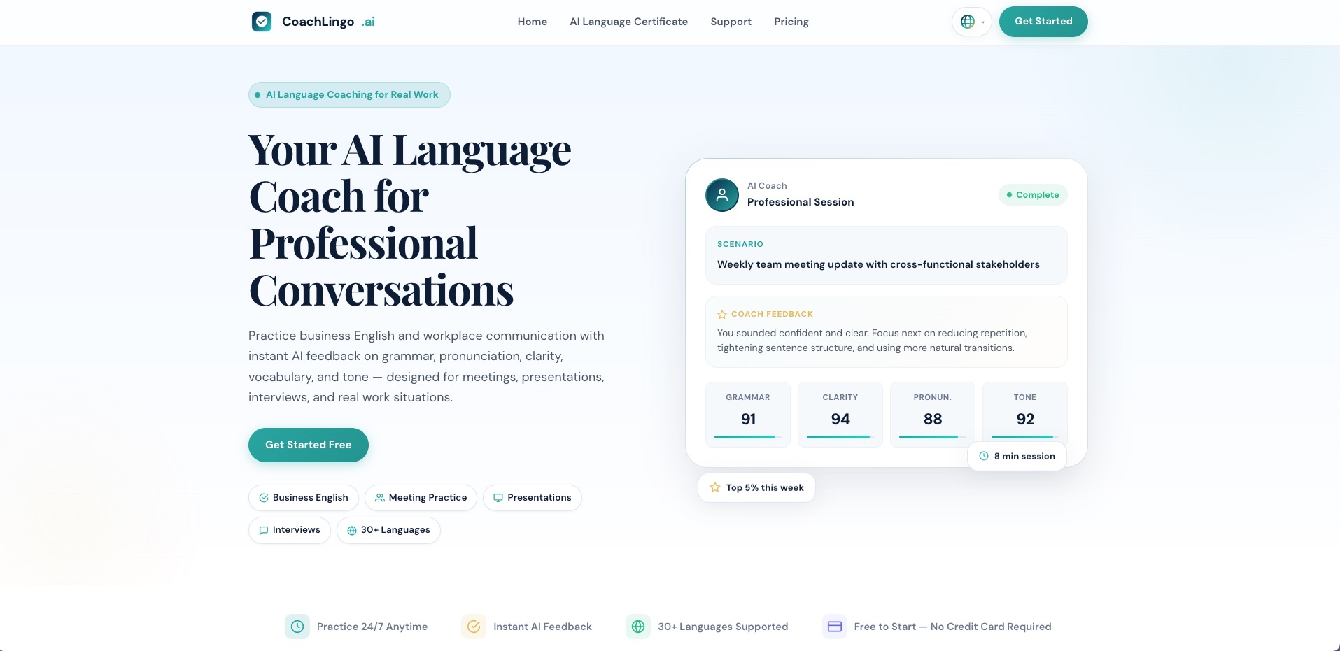 CoachLingo for AI Language Coaching