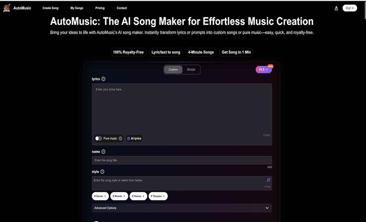 AI Song Maker : Your AI Music Generator | Automusic