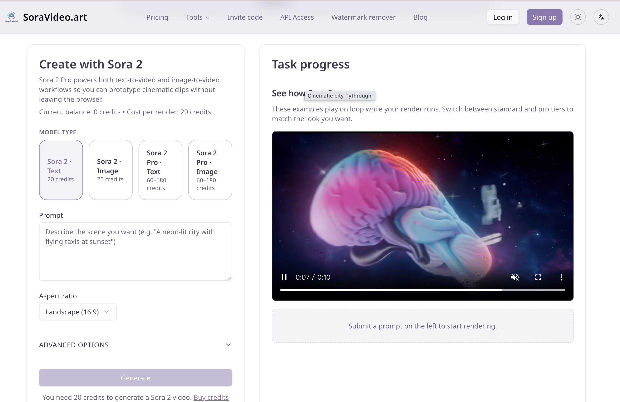 SoraVideo.art – Sora 2 AI视频生成平台